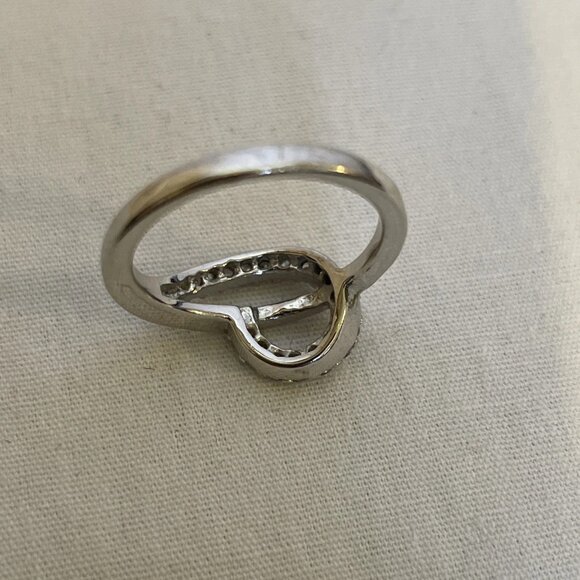 Teardrop Swirl Silver Tone Clear Stone Pinky Ring Size 4.75 Small Sparkle Child - Picture 6 of 12